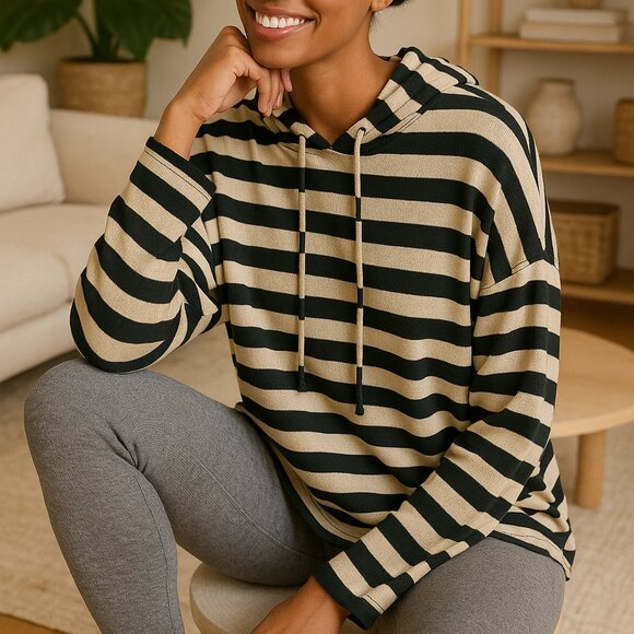 Millie Striped Hoodie Striped Sweater Top - Picture 1 of 3